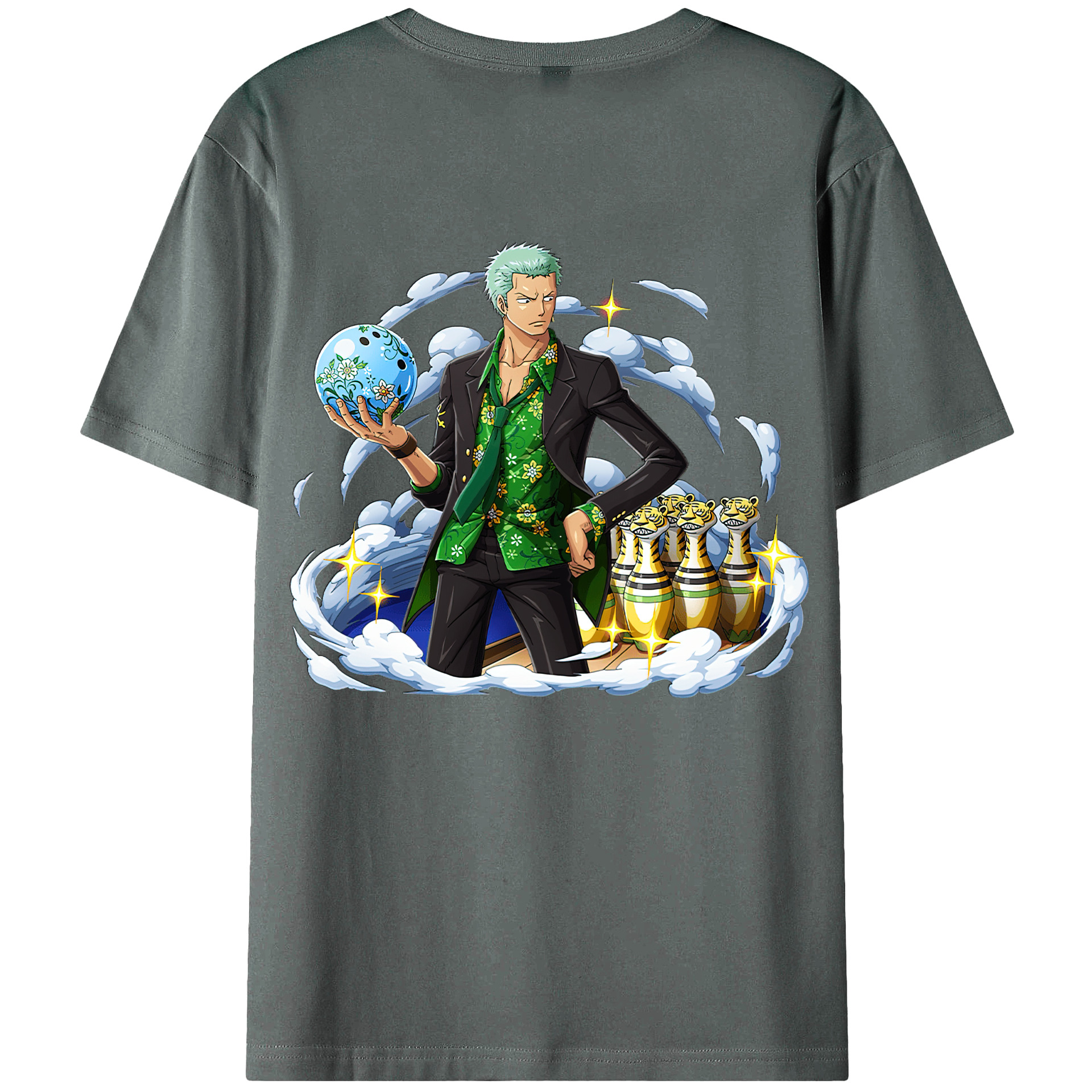 ワンピース ロロノア・ゾロ ONE PIECE Roronoa Zoro 綿100％ メンズ半袖Tシャツ（バックプリント） 通気性